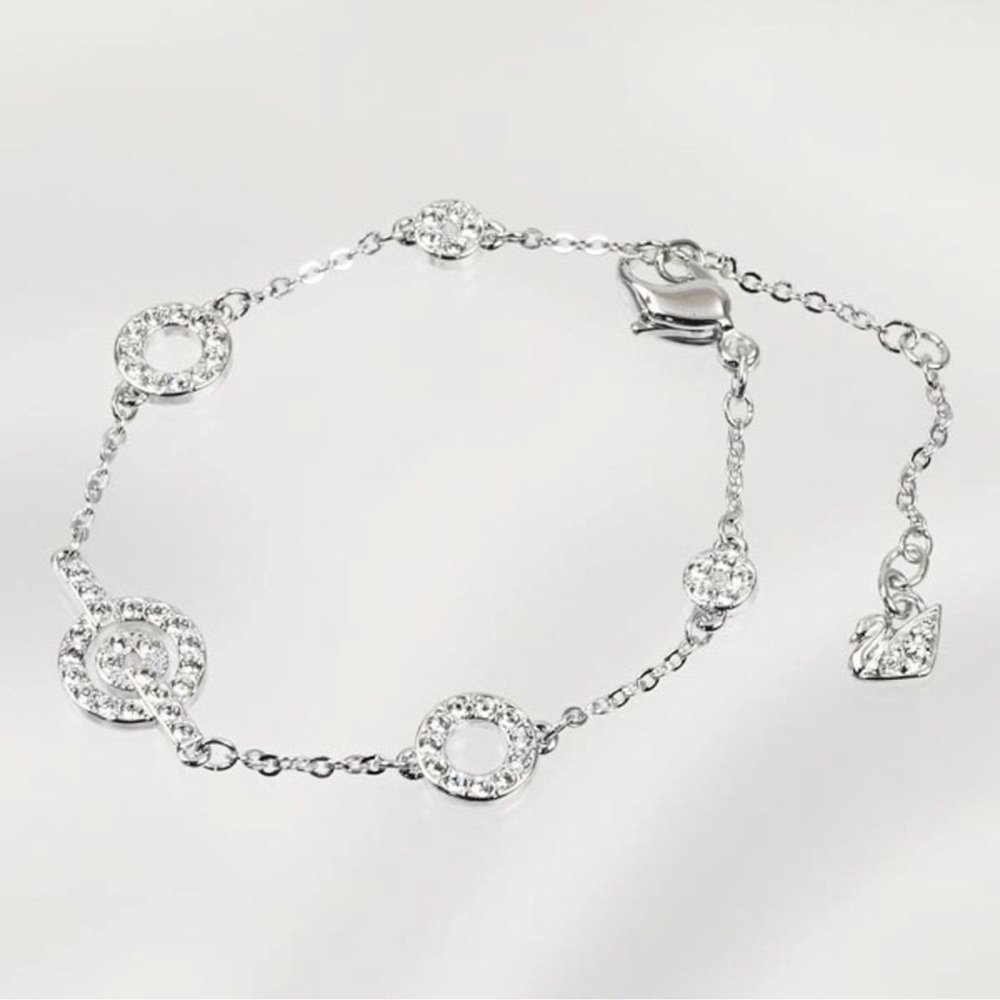 NEW Swarovski 1121075 Women's Purity Rhodium-Plated Clear Crystal Chain Bracelet